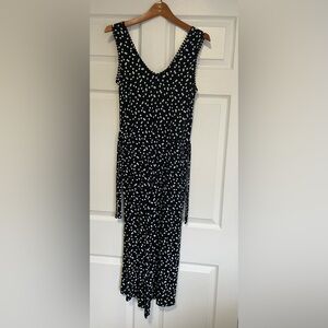 Renuar Bohemian Black And White Polka Dot Jumpsuit Size Small